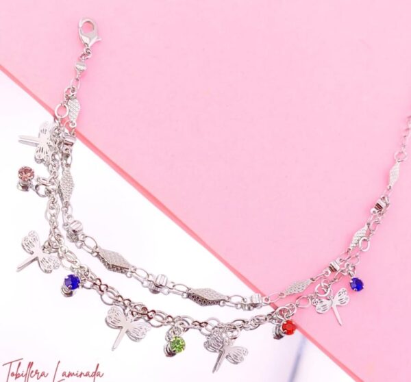 tobillera libelula y perlas
